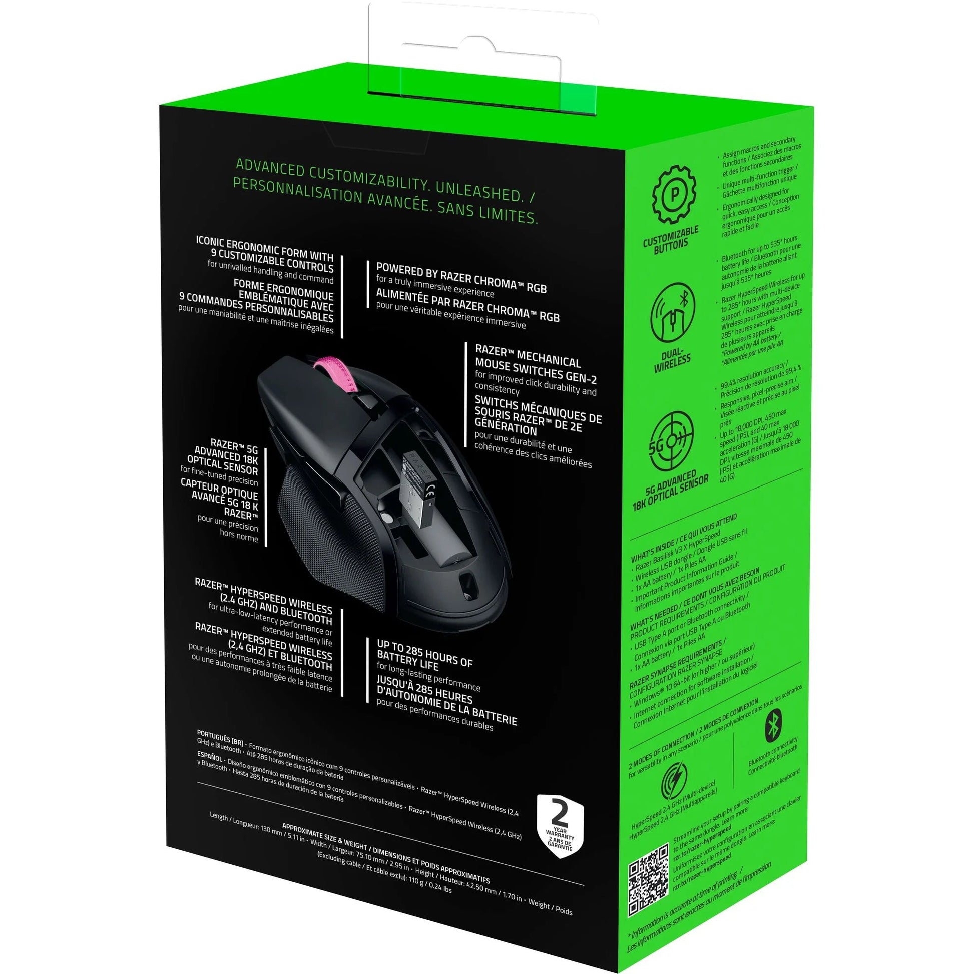 Basilisk V3 X Hyperspeed Wireless Gaming Mouse for PC, RGB Chroma, Black - Lone Star PC