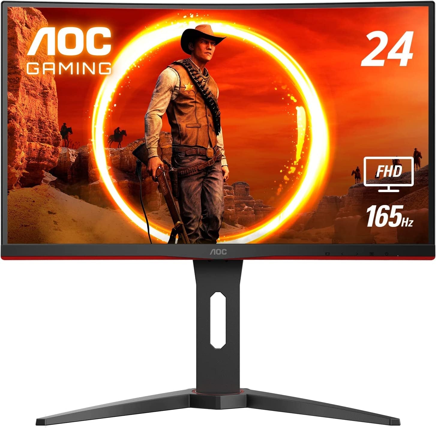 C24G1A 24" Curved Frameless Gaming Monitor, FHD 1920X1080, 1500R, VA, 1Ms MPRT, 165Hz (144Hz Supported), Freesync Premium, Height Adjustable Black - Lone Star PC