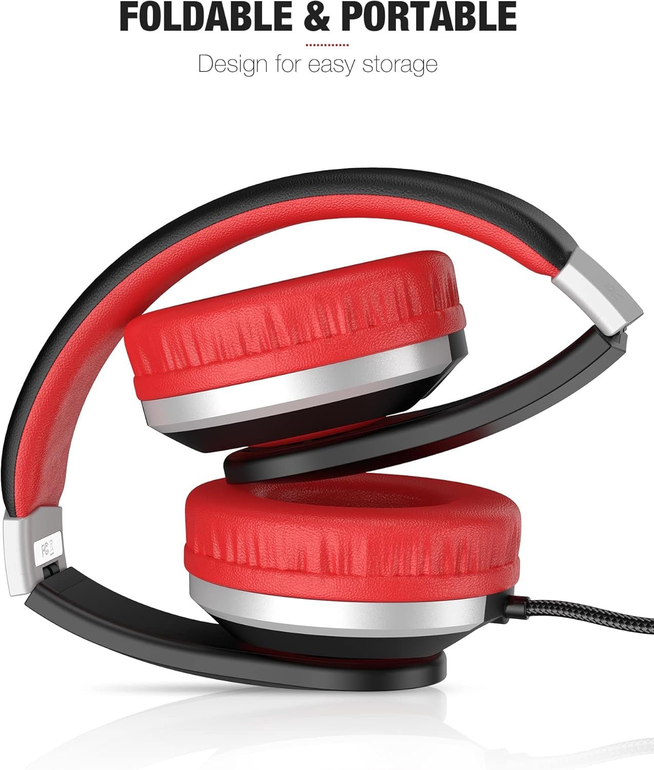 I41 Kids Headphones, Headphones for Kids Children Girls Boys Teens Foldable Adjustable on Ear Headphones with 3.5Mm Jack for Cellphones Computer MP3/4 Kindle School(Red/Black) - Lone Star PC