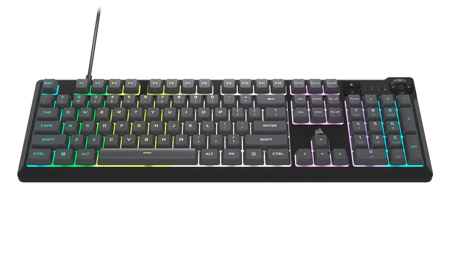 K55 CORE RGB Gaming Keyboard - Ten - Zone RGB - Four Dedicated Media Keys - Quiet, Responsive Switches - 300Ml Spill Resistance - 104 Keys - Icue - Gray - Lone Star PC