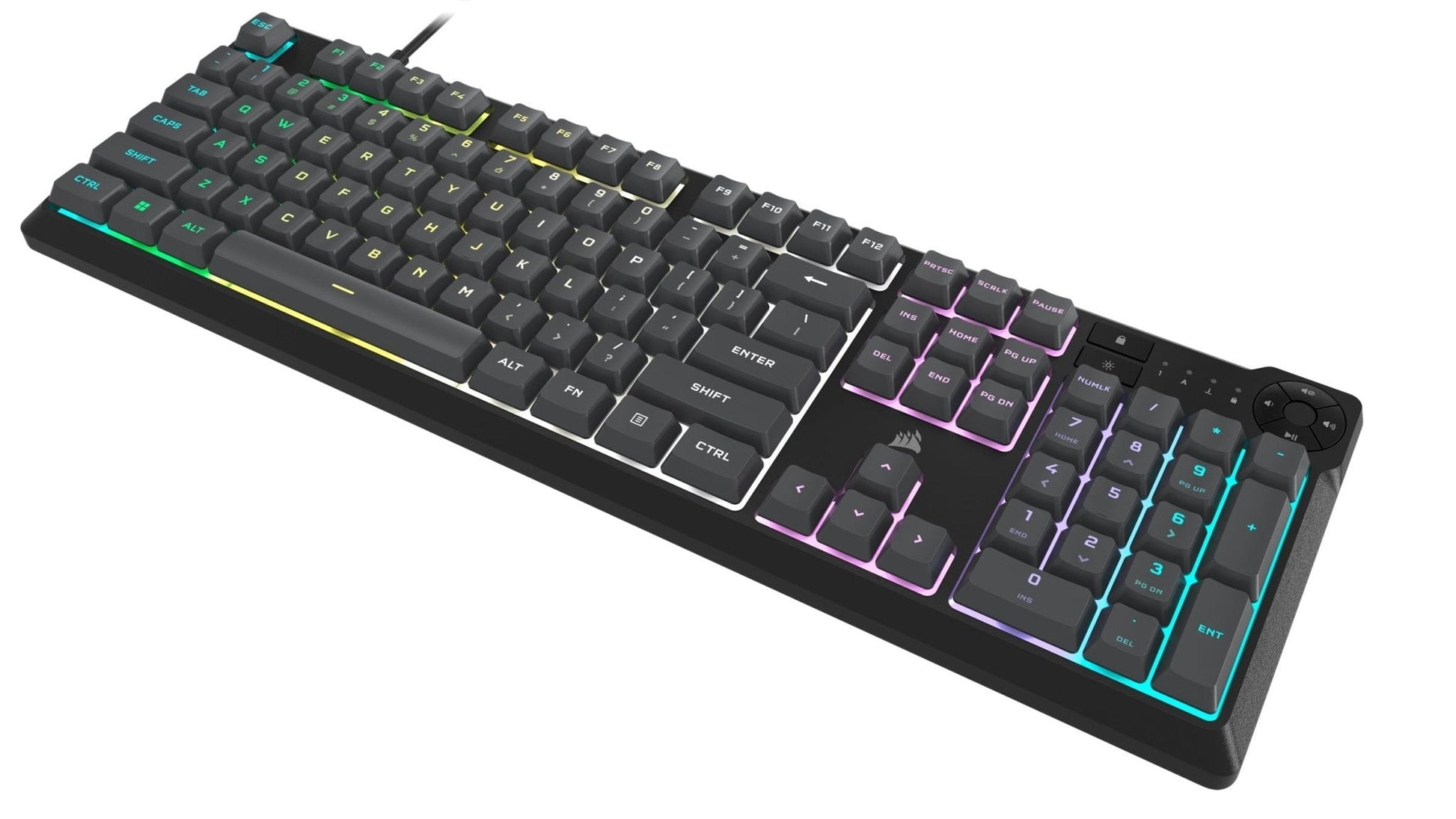 K55 CORE RGB Gaming Keyboard - Ten - Zone RGB - Four Dedicated Media Keys - Quiet, Responsive Switches - 300Ml Spill Resistance - 104 Keys - Icue - Gray - Lone Star PC