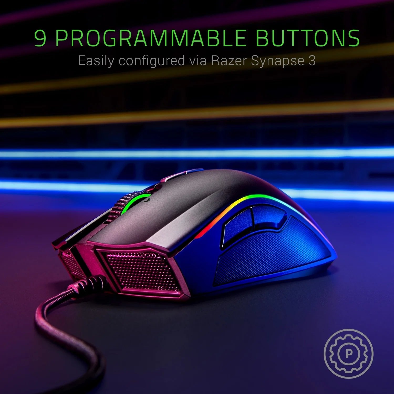 Mamba Elite: 5G True 16,000 DPI Optical Sensor - 9 Programmable Buttons - Ergonomic Form Factory - Powered Chroma - Esports Gaming Mouse - Lone Star PC