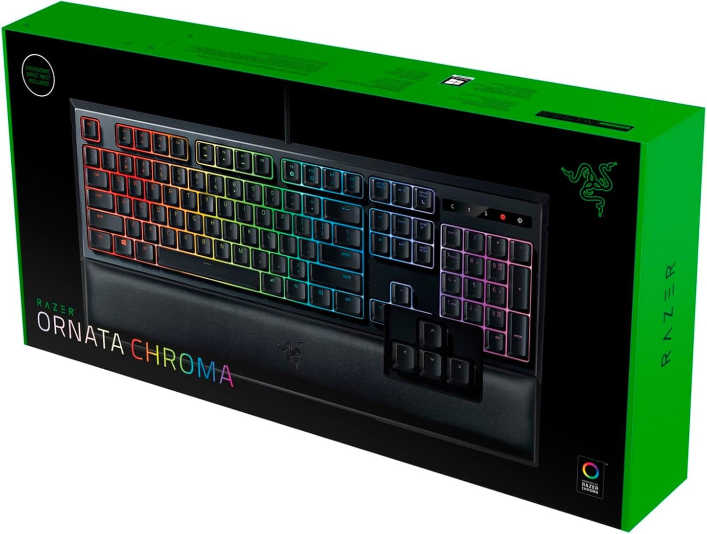 Ornata Chroma Gaming Keyboard: Hybrid Mechanical Key Switches - Customizable Chroma RGB Lighting - Individually Backlit Keys - Detachable Plush Wrist Rest - Programmable Macro Functionality - Lone Star PC