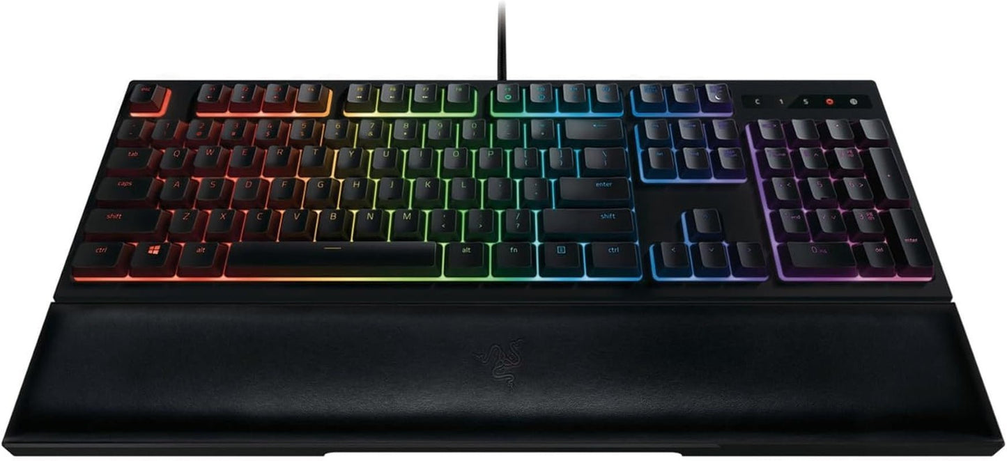 Ornata Chroma Gaming Keyboard: Hybrid Mechanical Key Switches - Customizable Chroma RGB Lighting - Individually Backlit Keys - Detachable Plush Wrist Rest - Programmable Macro Functionality - Lone Star PC