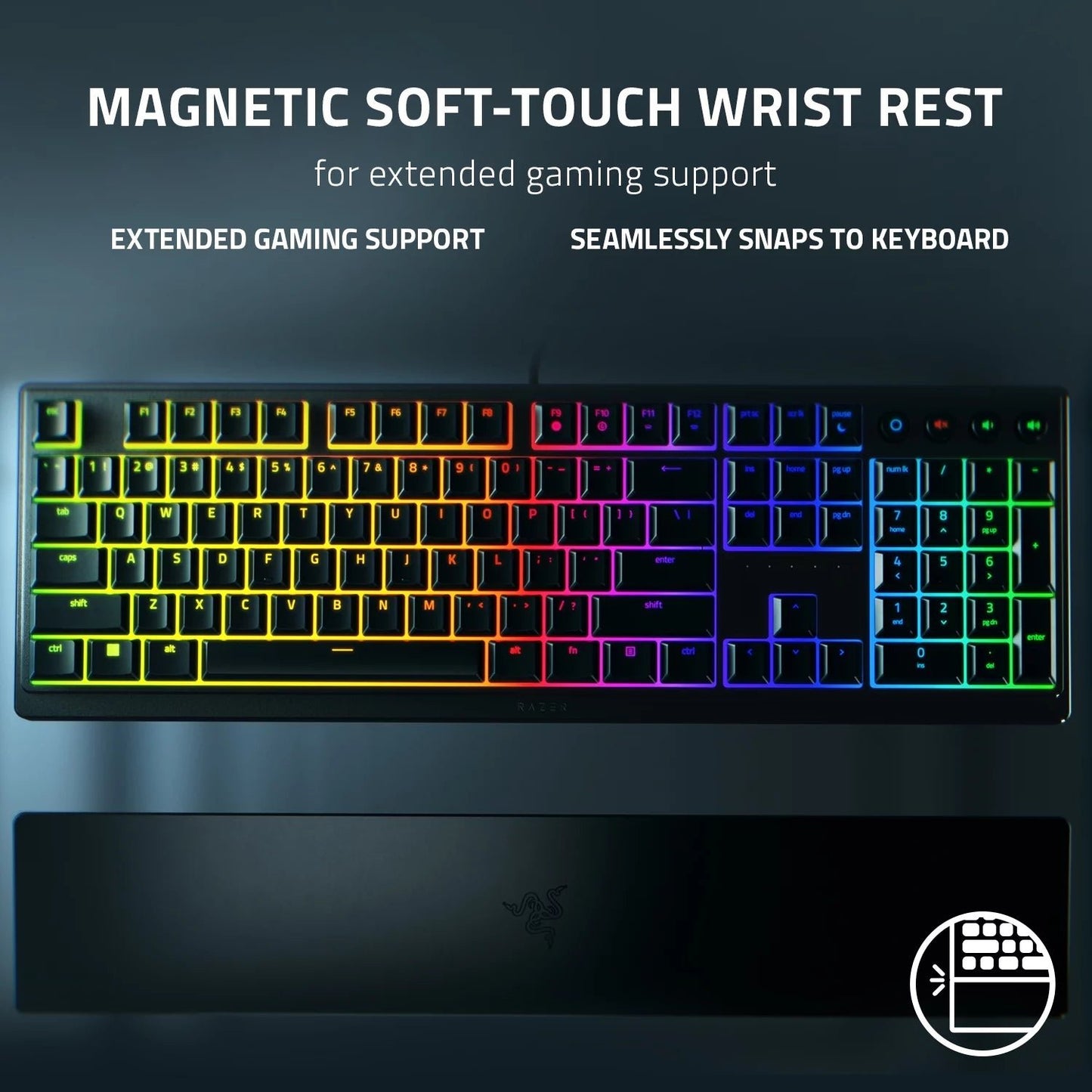 Ornata V3 Full - Size Wired Mecha - Membrane Gaming Keyboard for PC, Chroma RGB, Wrist Rest, Black - Lone Star PC