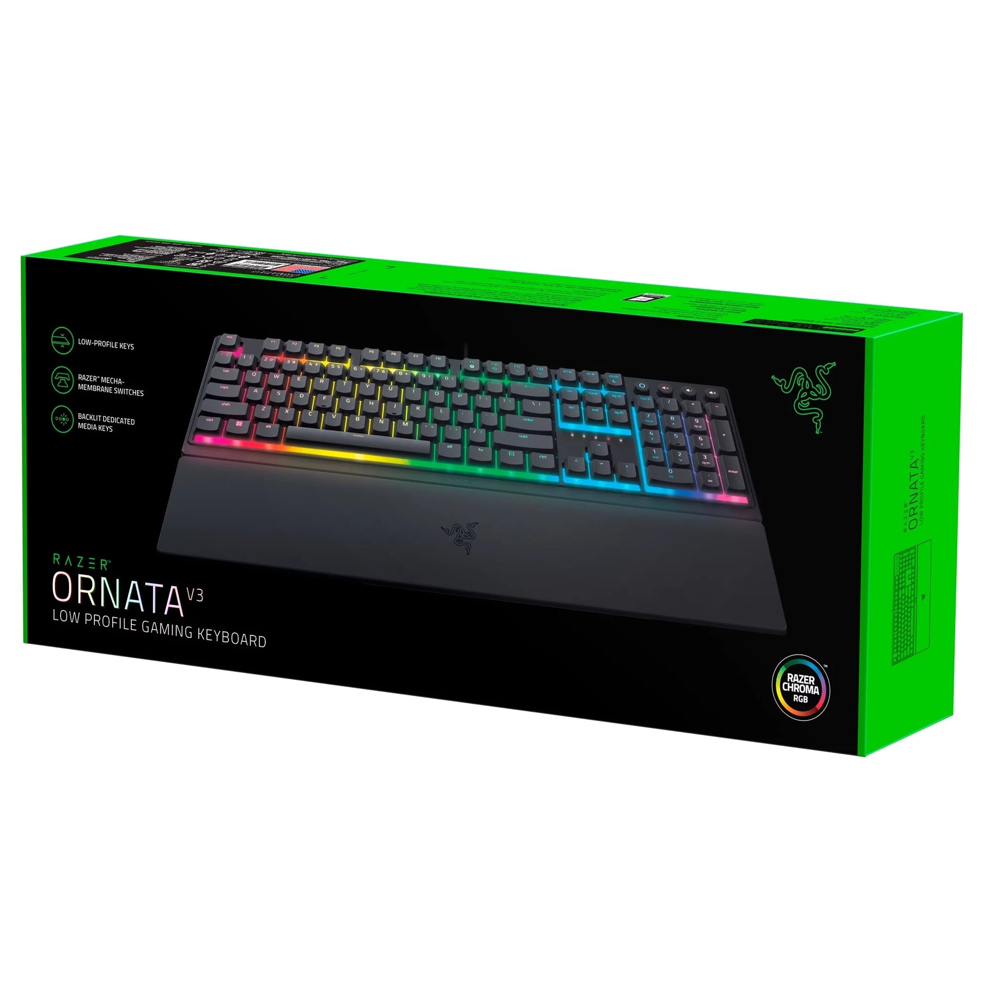 Ornata V3 Full - Size Wired Mecha - Membrane Gaming Keyboard for PC, Chroma RGB, Wrist Rest, Black - Lone Star PC