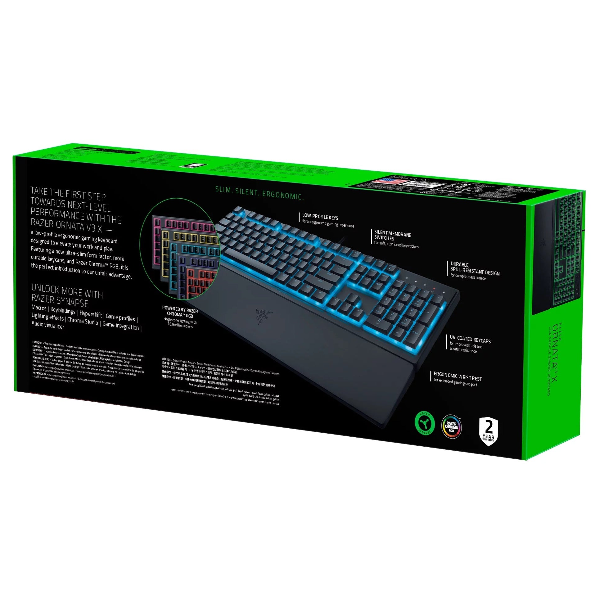 Ornata V3 X Full - Size Wired Membrane Gaming Keyboard for PC, Chroma RGB, Wrist Rest, Black - Lone Star PC