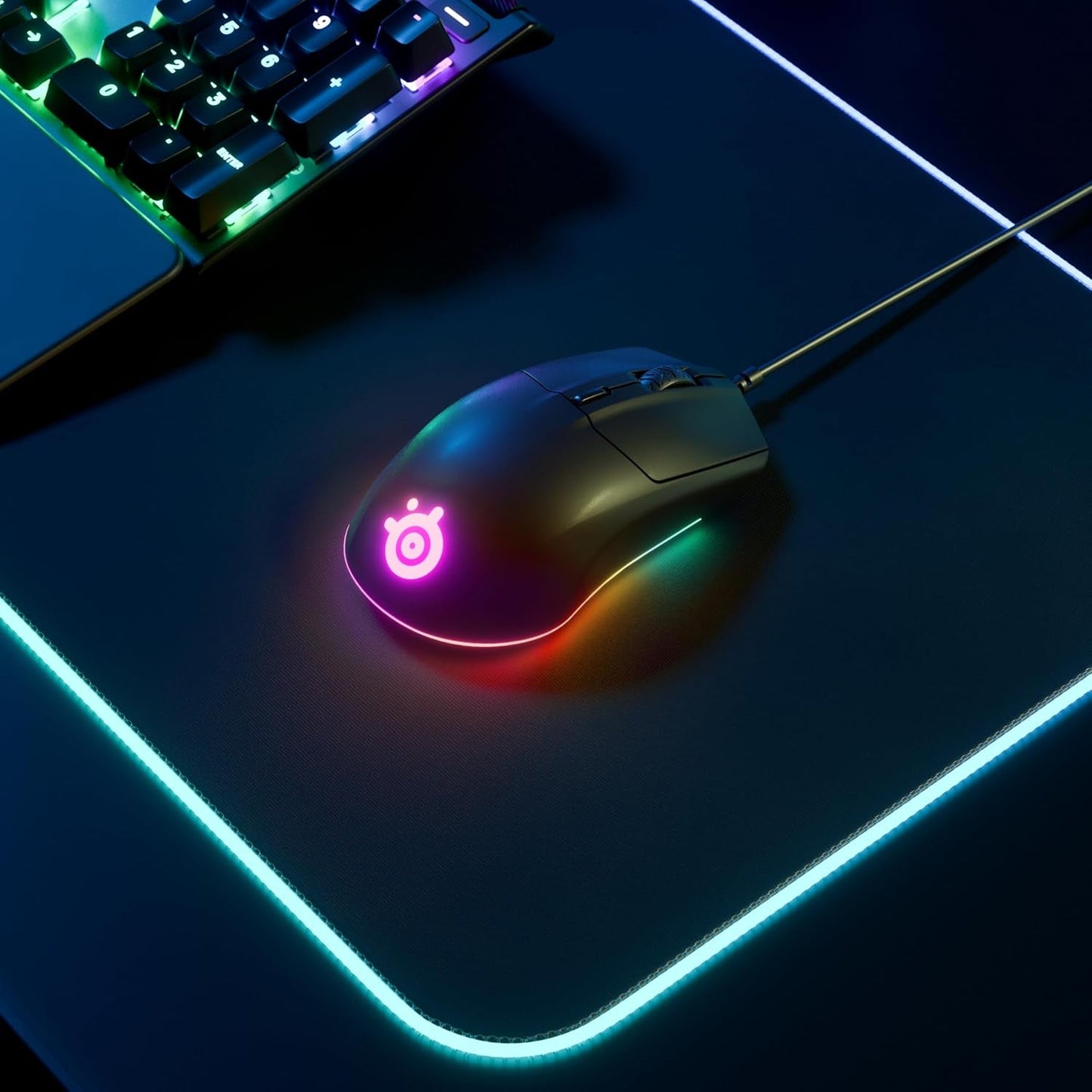 Rival 3 Gaming Mouse - 8,500 CPI Truemove Core Optical Sensor - 6 Programmable Buttons - Split Trigger Buttons - Brilliant Prism RGB Lighting, Ergonomic, Black - Lone Star PC