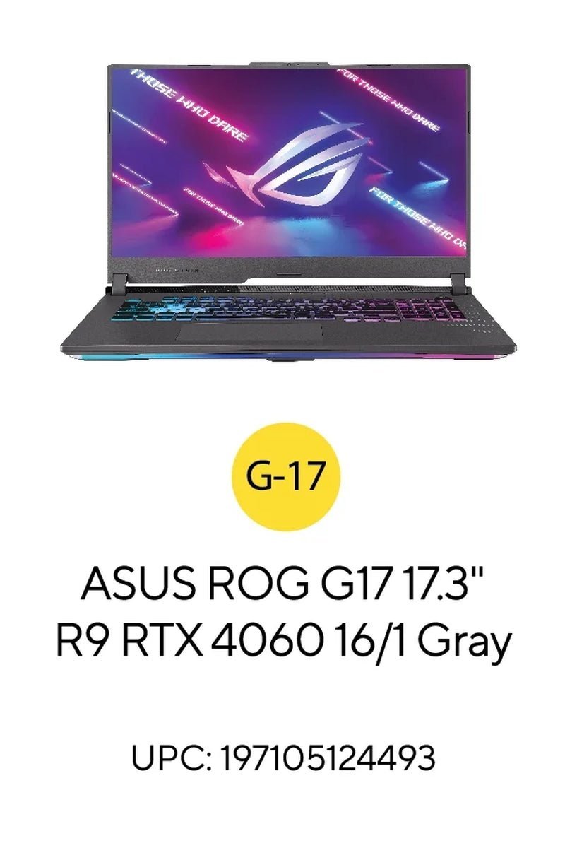 ROG Strix G17 (2023) 17.3” QHD 240Hz Gaming Laptop, AMD Ryzen 9 - 7845HX, NVIDIA Geforce RTX 4060, 16GB DDR5 RAM, 1TB SSD, Windows 11, G713PV - WS94 - Lone Star PC