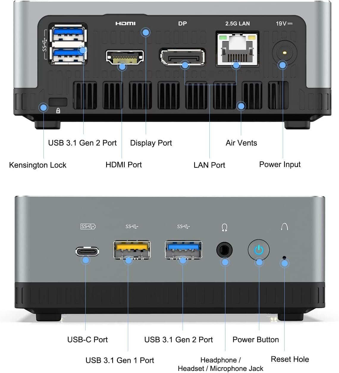 UM700 Mini PC AMD Ryzen 7 3750H 4C/8T Windows 11 Desktop Computer, DDR4 16G RAM+256G SSD, HDMI/DP/USB - C 4K@60Hz Output, 1X RJ45 Port, 4X USB3.0 Port, Dual Band Wifi, Radeon Vega 10 Graphics - Lone Star PC