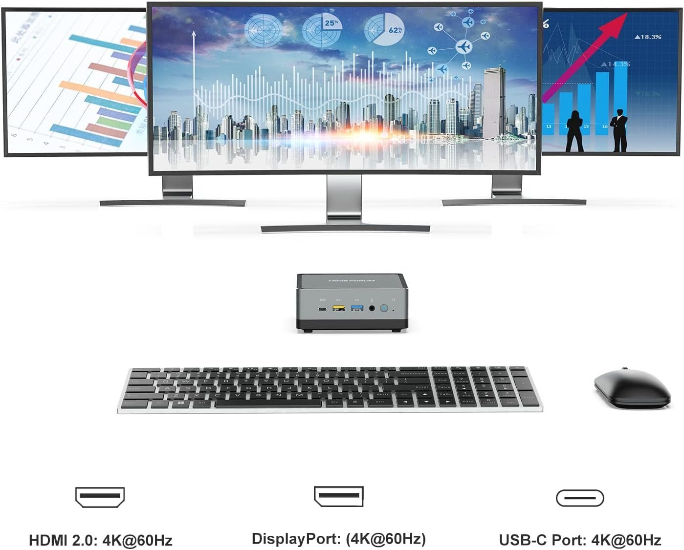 UM700 Mini PC AMD Ryzen 7 3750H 4C/8T Windows 11 Desktop Computer, DDR4 16G RAM+256G SSD, HDMI/DP/USB - C 4K@60Hz Output, 1X RJ45 Port, 4X USB3.0 Port, Dual Band Wifi, Radeon Vega 10 Graphics - Lone Star PC